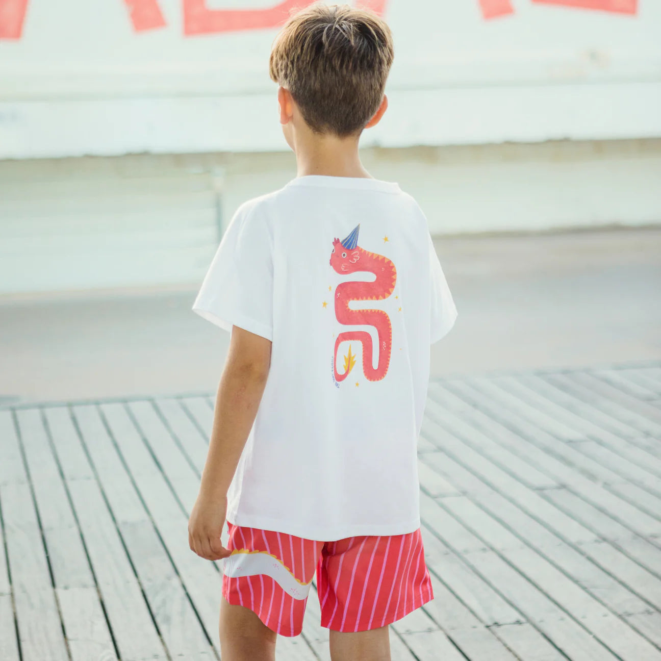 Magic Dragon Swim Shorts | Redish Orange